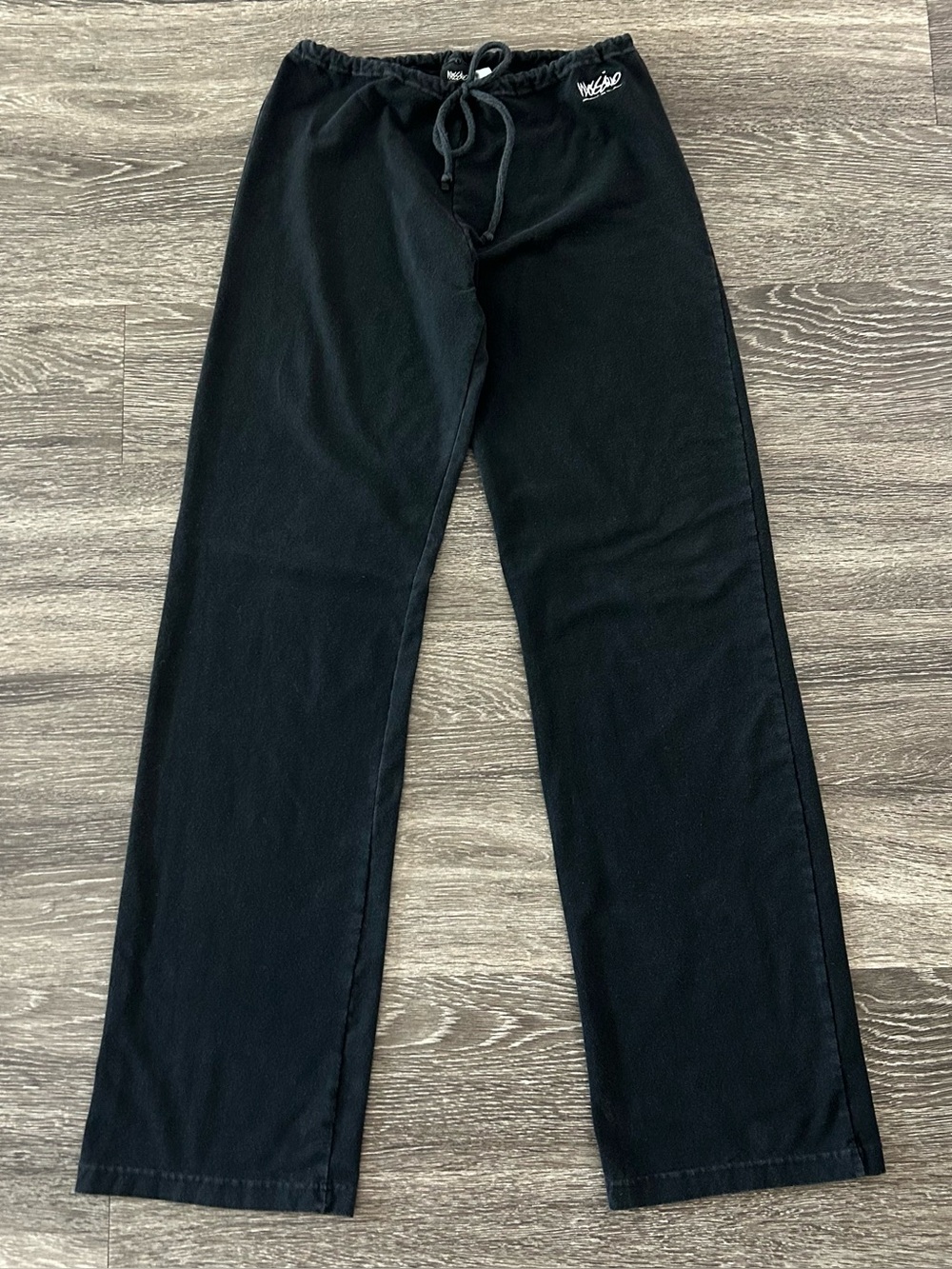 Vintage Mossimo Black Wide Leg Yoga Pants Women’s XL Drawstring Stretch 90s Y2K